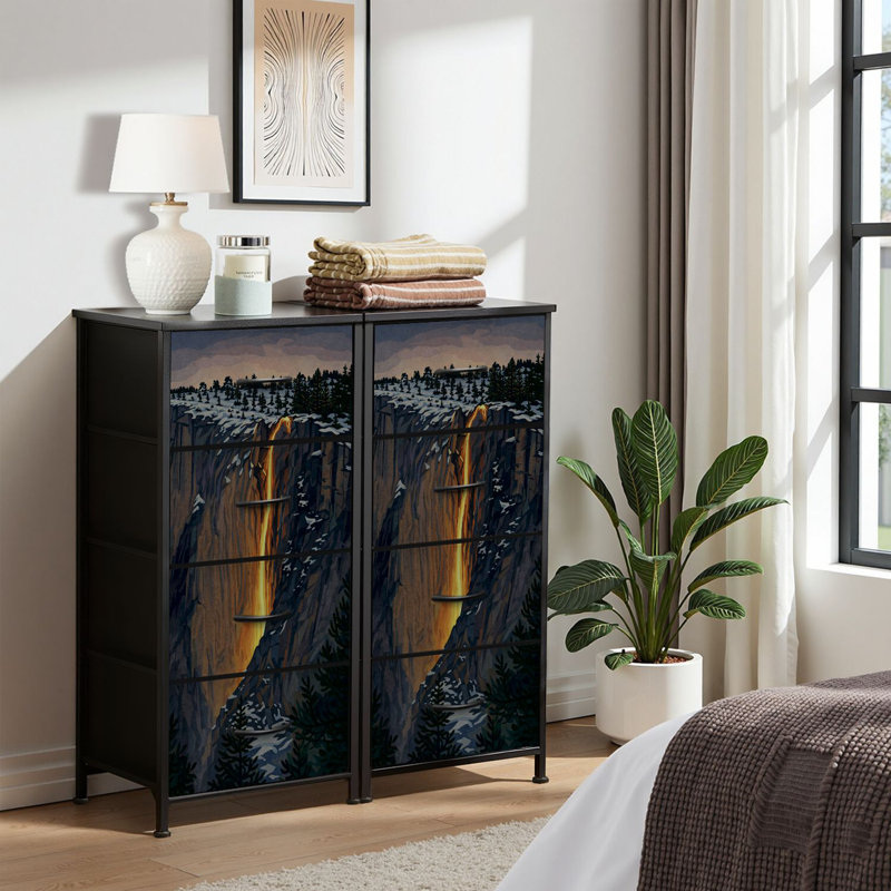 4 Drawer Dresser for Bedroom, Narrow Chest of Drawers, Wooden Top and Study Iron Frame 18"x37.5"-(WxH)