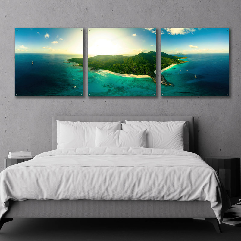LaDigue ', ensemble d'art mural en verre acrylique, 3 pièces, H 36 po x l 108 po