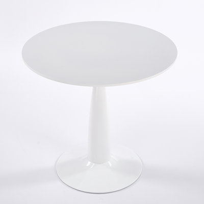 31.5Inch Mid-Century Modern Pedestal Table, Multi-Functional Dining Table For 4-6 People & Large Coffee Table, White MDF Top For Living Room, Kitchen, Office