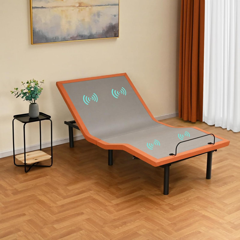 Lit réglable avec massage, télécommande sans fil, contrôle des applications, gravité zéro, éclairage sous le lit, ports USB et de type C des deux côtés