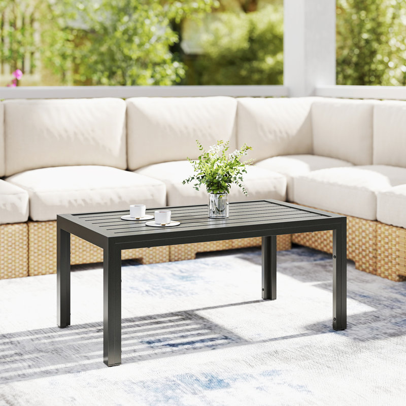 Outsunny Outdoor Garden Coffee Table 101.5 x 61cm Grey Wood Effect