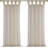 Rosette Linen Floral Embellished Cuff Tab Top Solid Single 50x95" Curtain Panel-1651069231-1627952419