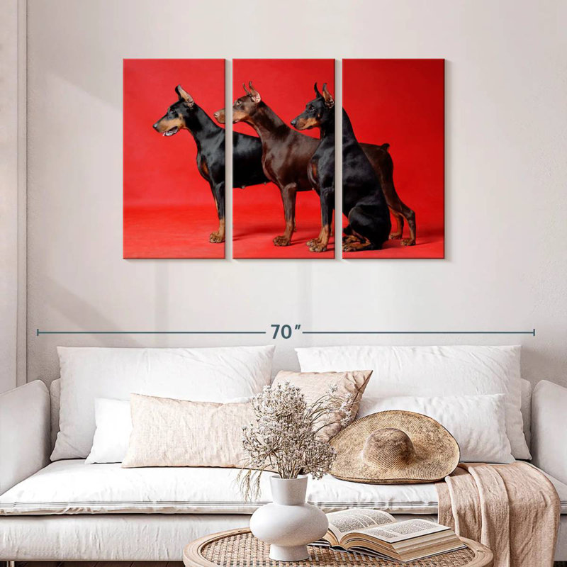 Brampt Doberman Trio, 28" H x 45" W