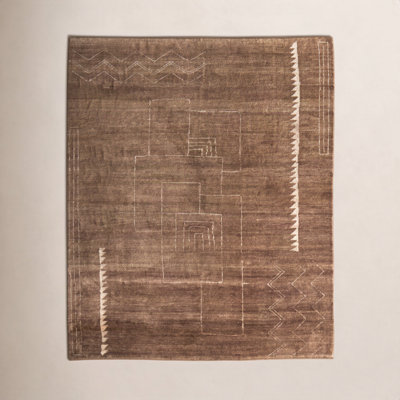 Monaco Brown Hand-Knotted Abstract Rug