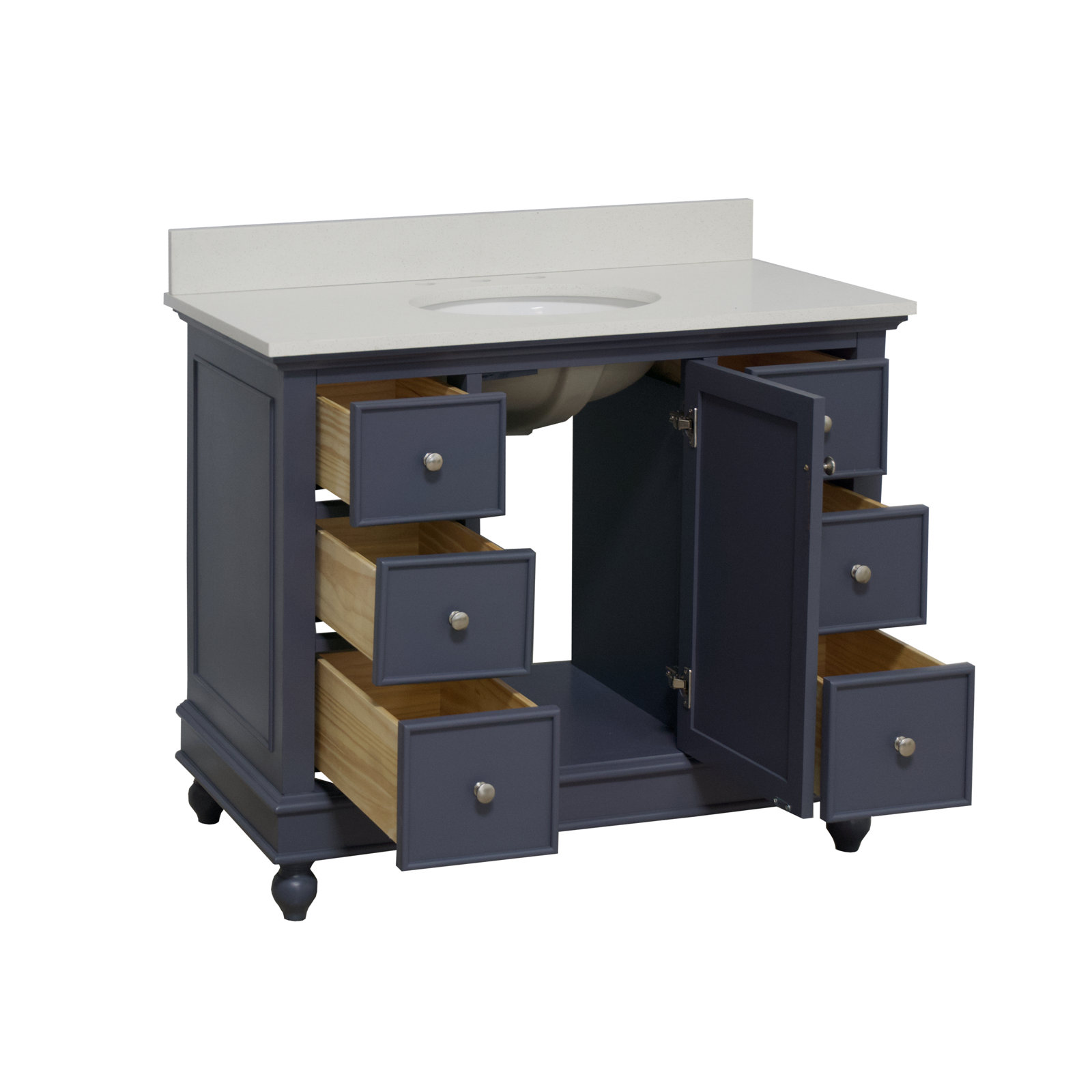 Ferdinand 42'' Single Bathroom Vanity, Marine Gray, Quartz