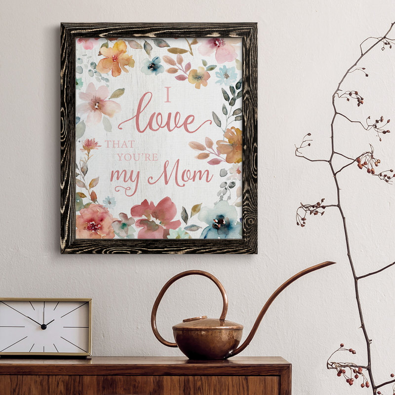 «Love Mom», art textuel sur toile, H 44 po x l 31 po x P 1 po, Noir