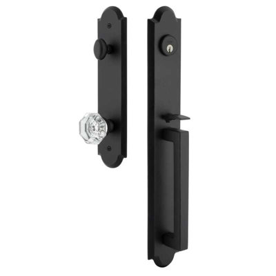 Ageless Iron Dome One-Piece Handleset with D-Grip with Dome Tall Plate and Krystall Knob