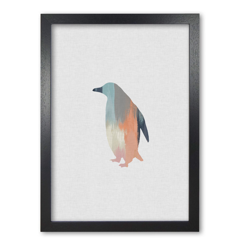 Pastel Penguin - Print, Black Grain Frame, 60 cm H x 42 cm W x 5 cm D