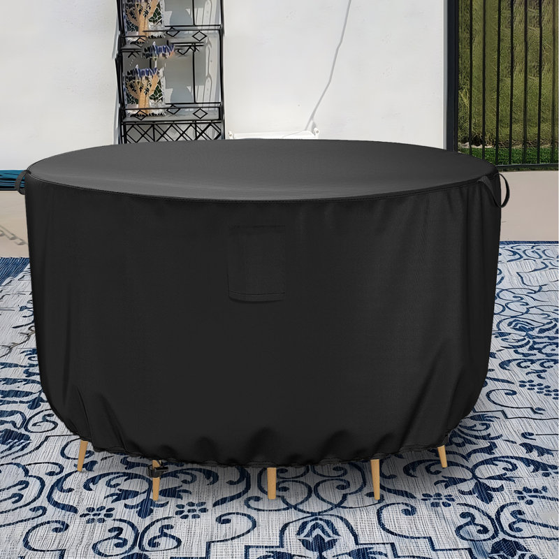 Round Patio Table & Chair Set Cover, Waterproof UV-Resistant Outdoor Furniture Cover, 28" H x 85" W x 85" D