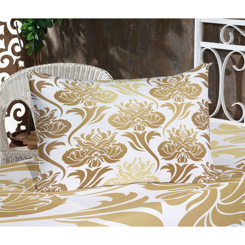 Ensemble de draps et taies décoratives en damas Ambesonne, caramel et jaune pâle