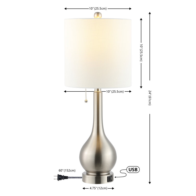 Orford Metal USB Table Lamp, Silver