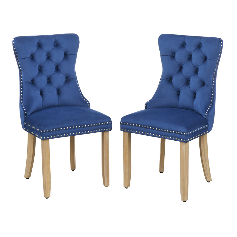 Chaise d'appoint rembourrée en velours Eries, Bleu