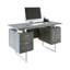 Bureau gris avec tiroirs et rangement-460878525