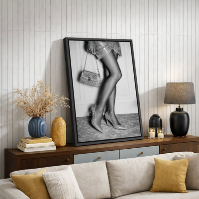 «Black and White Fashion Legs High Heels», images de chambre à coucher, impression sur toile encadrée, impression numérique