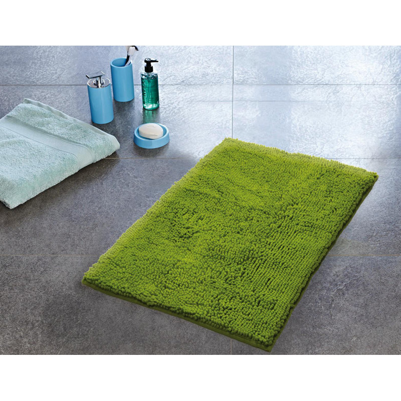 Neance Rectangle Non-Slip Bath Mat Chenille doormat , 50cm W x 80cm L, Cream
