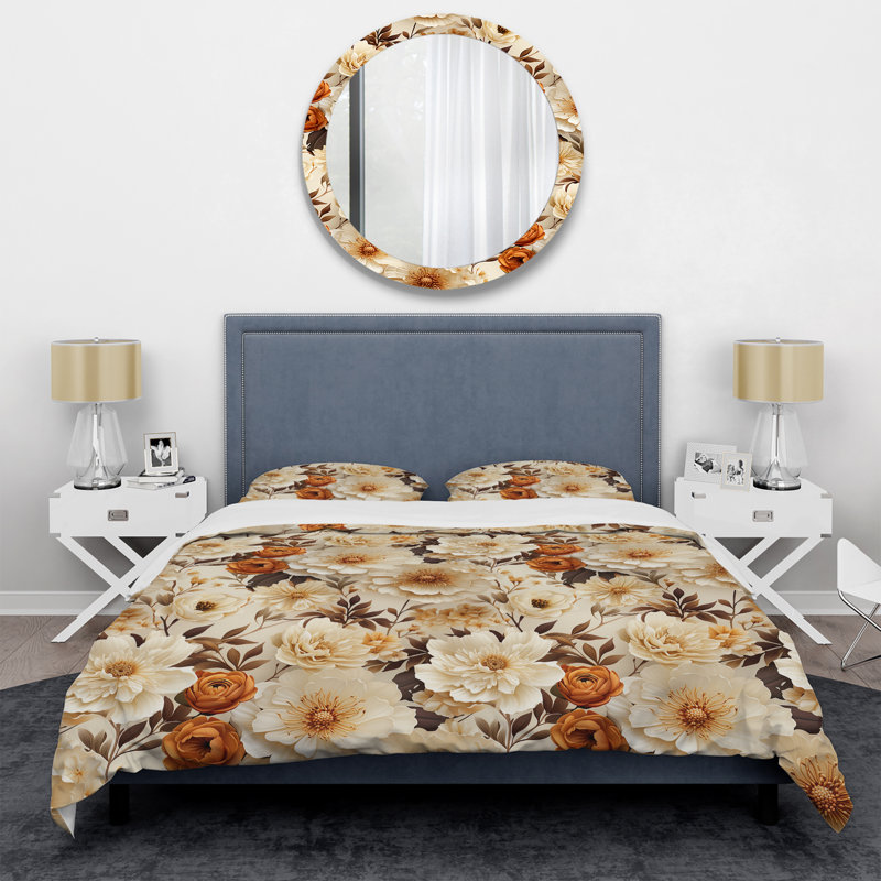 Ensemble de housse de couette Boho Earthy Blooms Poppies Bloom I - Floral, Housse de couette pour très grand lit et 2 très
