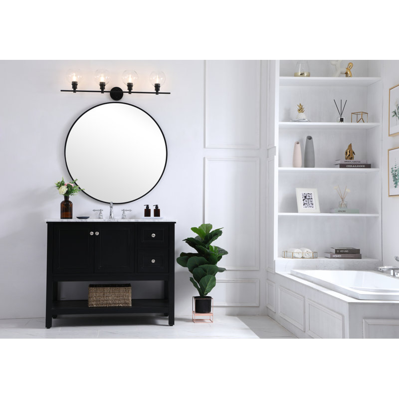 Éclairage pour meuble-lavabo en verre Drinkard, Transparent, Noir, Quatre lumières