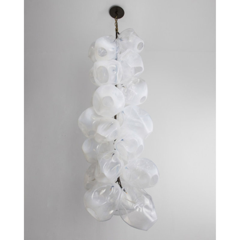 Lustre lumineux unique, Fer antique, G - vert, H 48 po x l 22 po x P 22 po