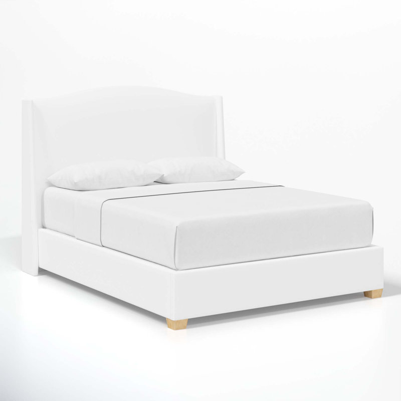 Lit plateforme tapissier Allis, Très grand, Sergé Performance blanc