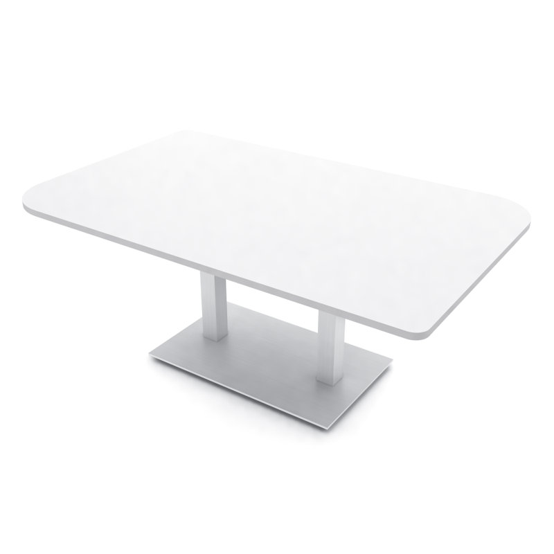 Table de conférence Ogren Duo, L 72 po x l 48 po, Blanc classique, Argent argent
