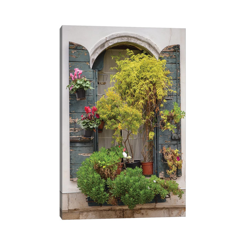 Italian Window Flowers IV by Laura DeNardo - 1 Piece Wrapped Canvas Wall Art, 66.04 cm H x 45.72 cm W x 3.175 cm D