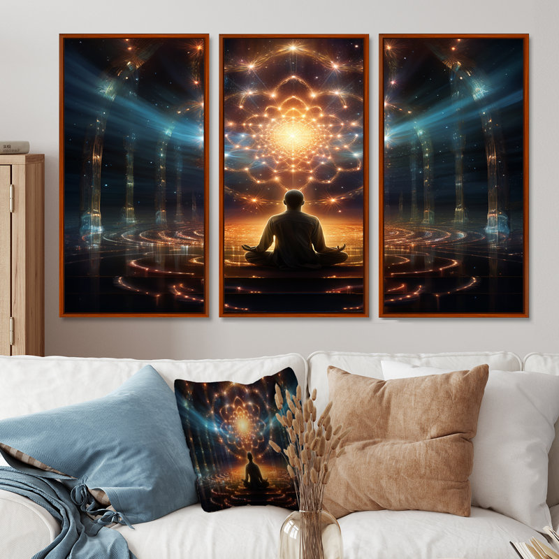 Ensemble de salon The Medred Light intérieur Divine Contemplation - méditation, Cadre flottant brun