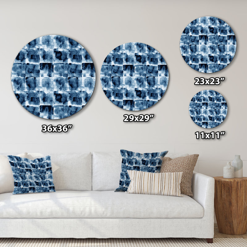 Motif grunge noir et bleu foncé géométrique, H 36 po x l 36 po