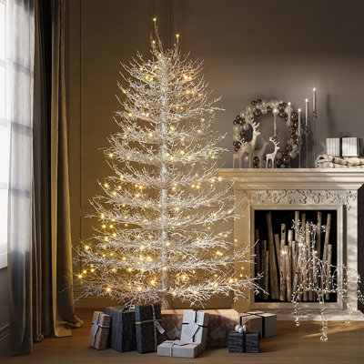 Sapin de Noël artificiel pré-éclairé avec embouts enneigé et lumières à DEL blanc chaud, pour une décoration festive