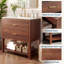 Meuble-lavabo moderne de 30 po avec lavabo en céramique et tiroirs en U, armoire en bois imperméable, tablette ouverte pour petite salle de bain, noyer