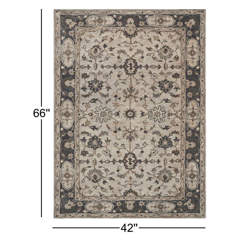 Eaton Hand Tufted Wool Oriental Area Rug, Rectangle 3'6" x 5'6"