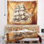 Tapisserie de dessin de voilier en shore de mer antique avec accessoires suspendus inclus-28489801