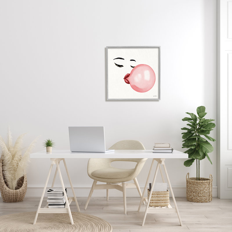 «Glamour Face Blowing Bubble Gum Bold Lips XXL», art mural sur toile tendue par Janelle Penner, H 24 po x l 24 po x P 1,5 po