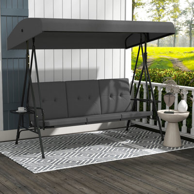 Balancelle de patio 3 places avec auvent réglable et plateau latéral