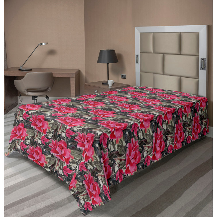 Ambesonne, drap plat floral pivoines, art botanique printanier