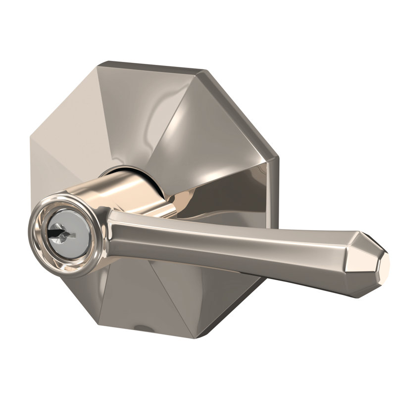Dempsey Keyed Entry Lever with Rosewood Trim, Yes, Keyed Alike, Polished Nickel