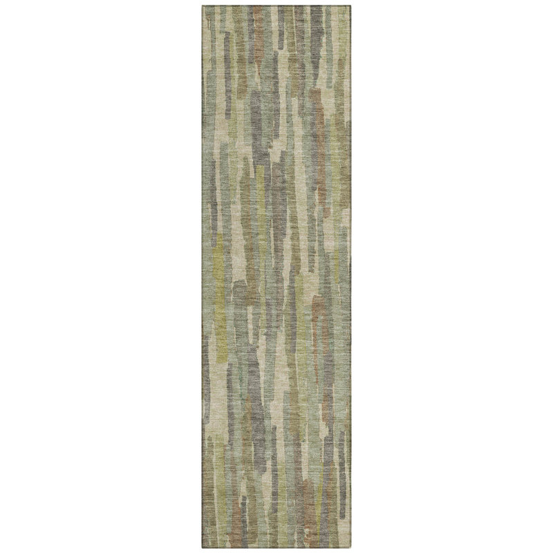 Machine Washable Indoor/Outdoor Christain ACN1314 Aloe Rug, Runner 2'3" x 7'6"