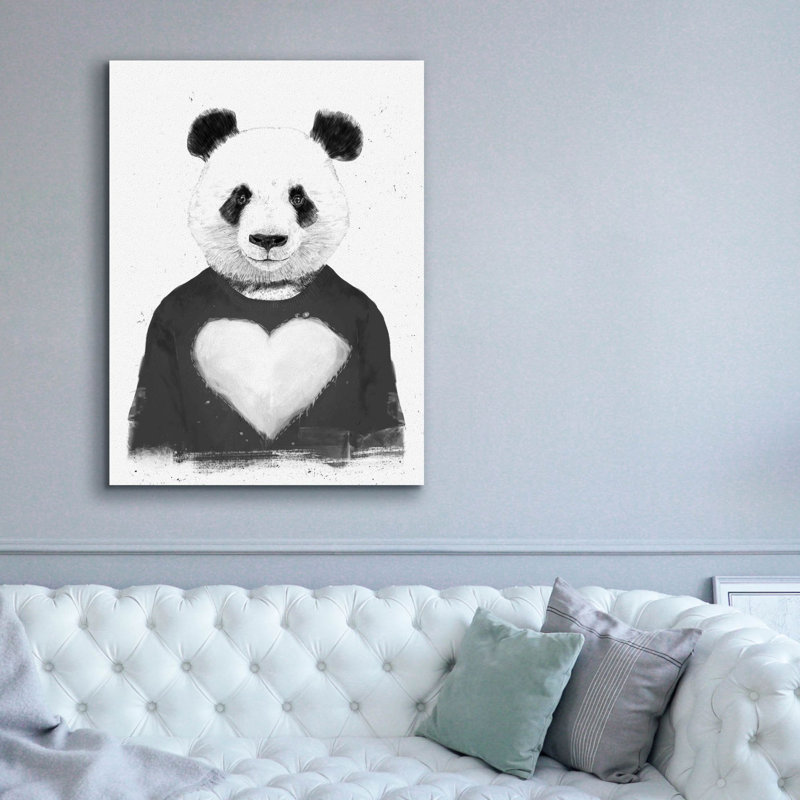 «Lovely Panda» par Balazs Solti, art mural sur toile, H 54 po x l 40 po x P 1,5 po