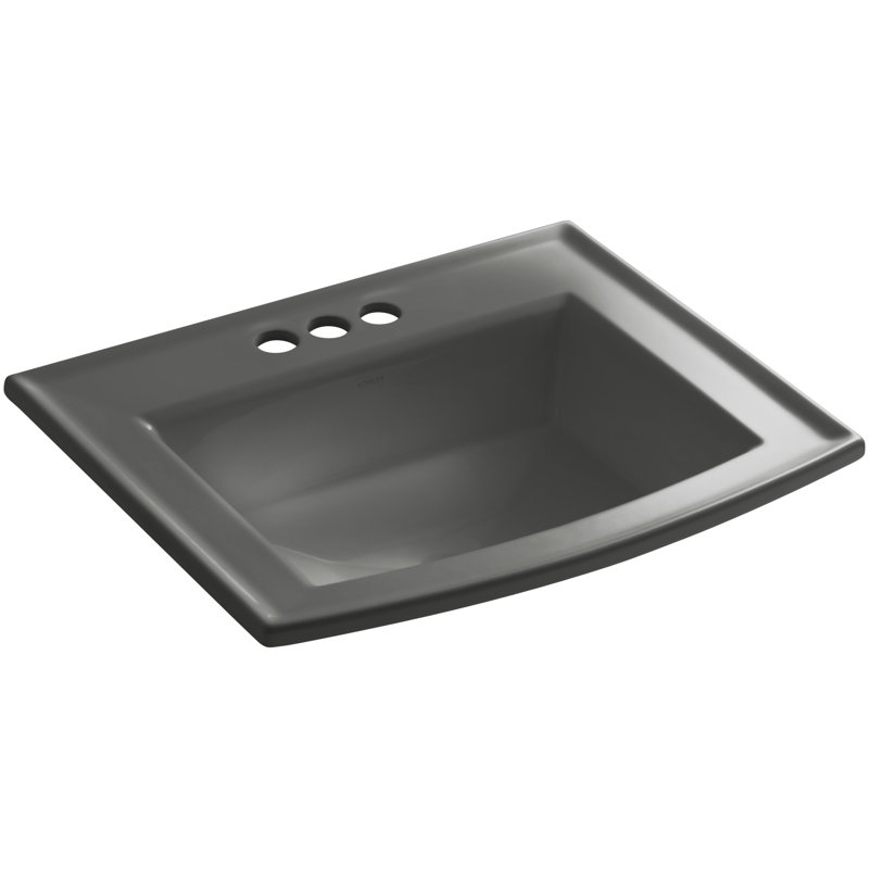 Archer Vitreous China Rectangular Drop-In Bathroom Sink with Overflow, Thunder Gray, 4'' Centers