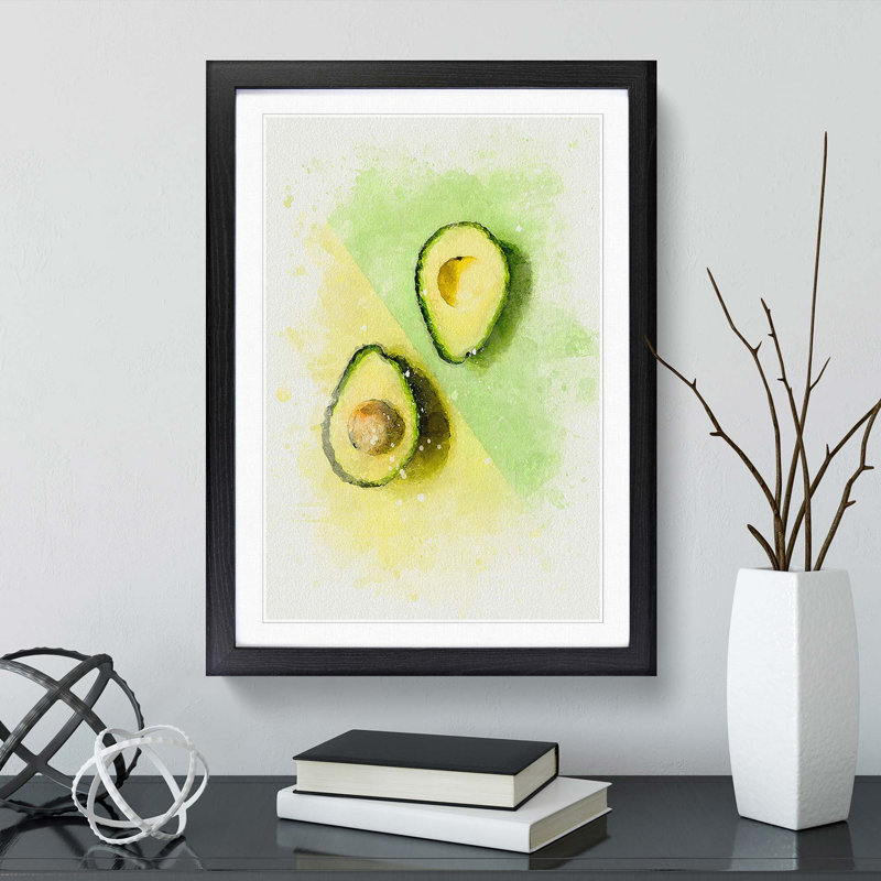 Avocado Split in Abstract - Picture Frame Graphic Art Print, Black Framed, 65cm H x 48cm W x 2cm D