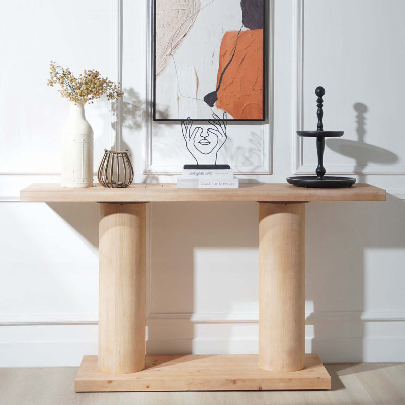 Console en bois avec piédestal à colonne