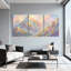 «Abstract Mountain Landscape Pastel Colors», ensemble de 3 reproductions d'art sur toile-405728918