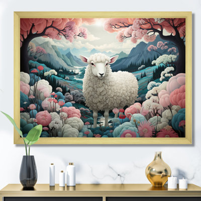 «Teal surréaliste Sheepland I», reproduction sur toile