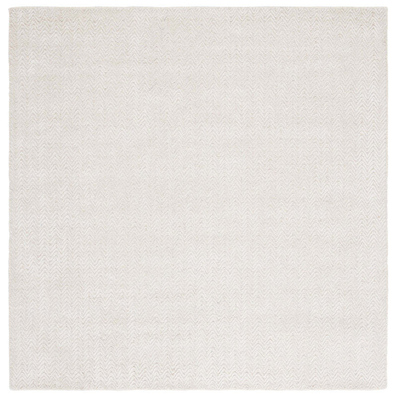 Jamey Hand Tufted Viscose Wool Cotton Chevron Rug, Square 6'