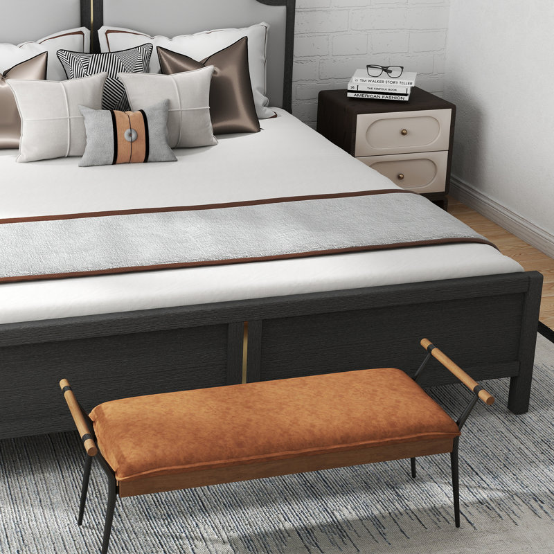 Banc de rangement industriel avec accoudoirs Ameera, Brun