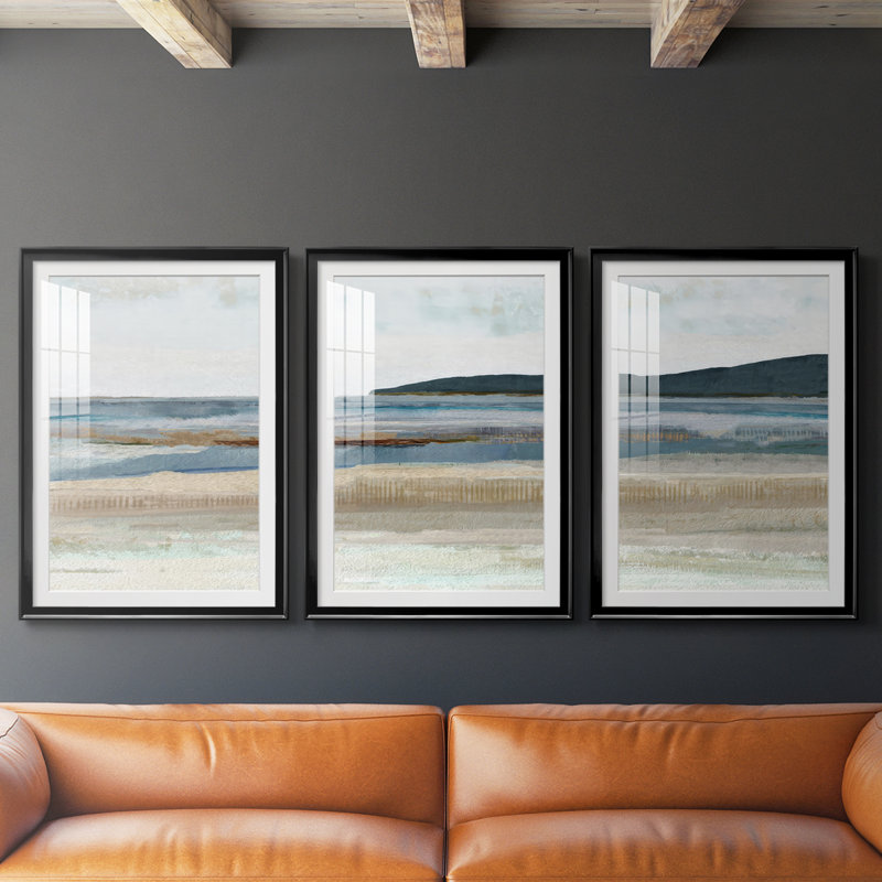 Saltwater Bay I - Impression personnalisée de qualité supérieure avec passe-partout - 3 pièces, H 21 po x l 30 po, Noir
