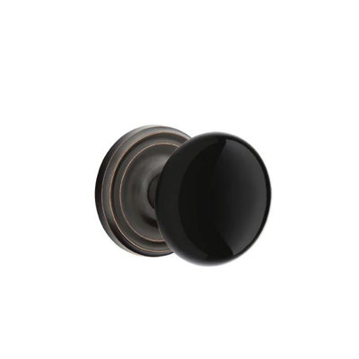 Emtek Passage Interior Mortise Set w/ Regular Rosette & Ebony Porcelain Knob (LH)
