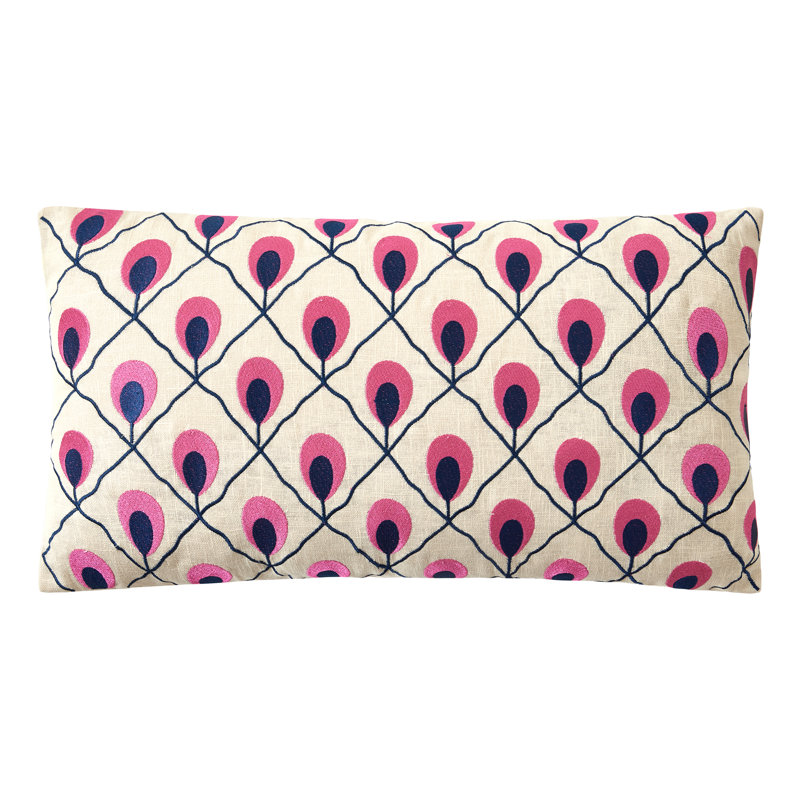 Coussin décoratif rembourré Roseville, Rose / bleu