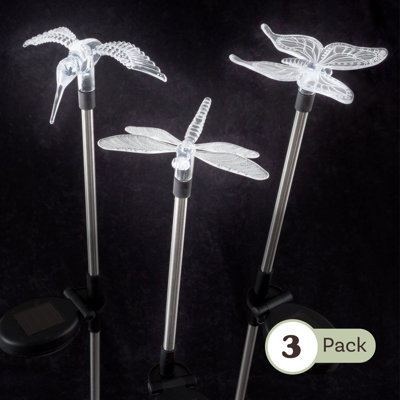Silver Solar Powered Integrated LED Metal Pathway Light Pack