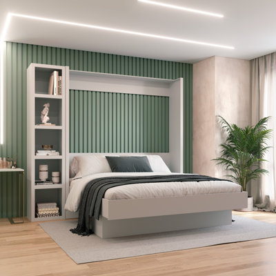Easy-Lift Murphy Wall Bed with Bookshelf