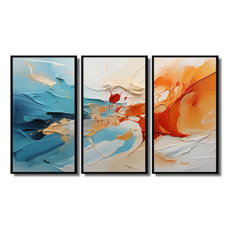 «Coming Together» - ensemble d'art mural abstrait, Cadre flottant noir, H 40 po x l 60 po x P 1 po